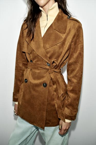 TRENCH EFECTO ANTE CINTURÓN - Marrón de Zara