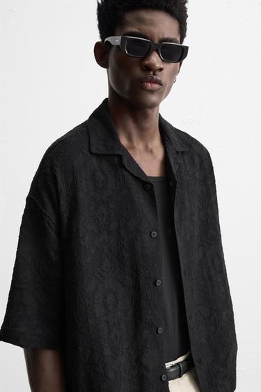 RELAXED FIT JACQUARD SHIRT - Black by Zara