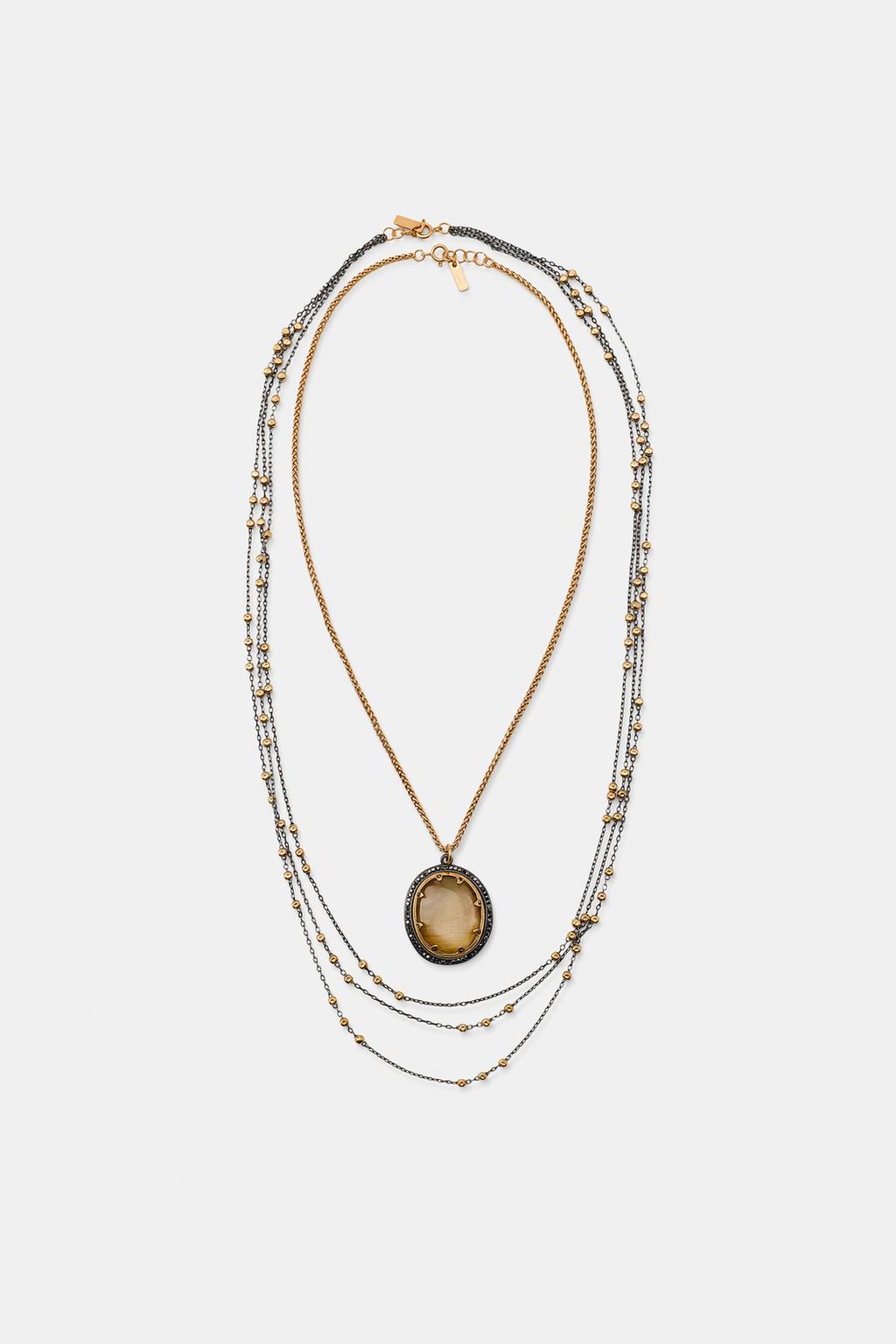 Pack Of 2 Stone Chain Necklaces
