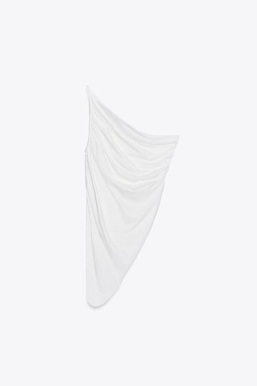 DRAPED ASYMMETRIC BODYSUIT - Oyster-white by Zara - Image 6