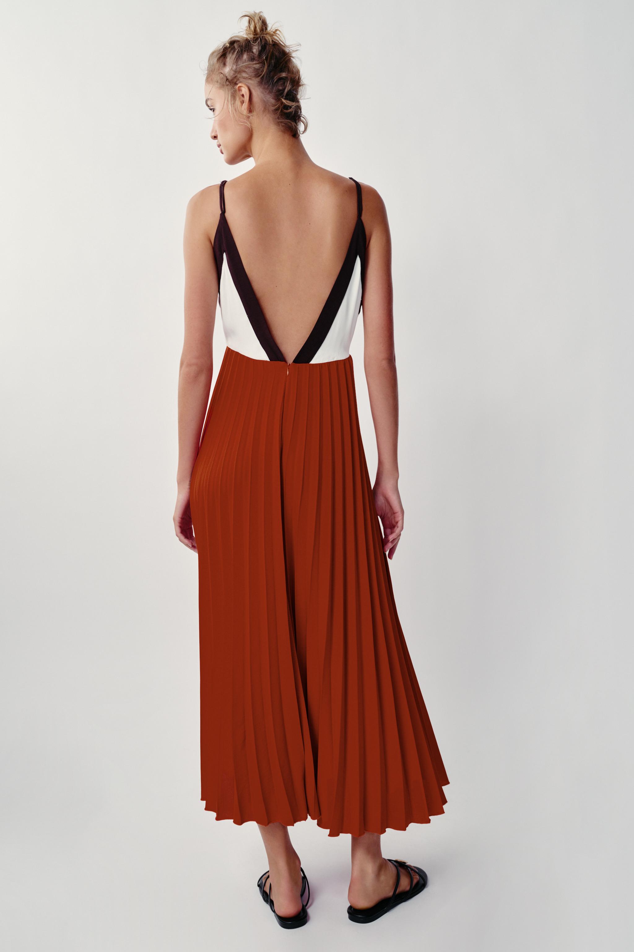 Женские платья Zara BEADED PLEATED MIDI DRESS — фото 6