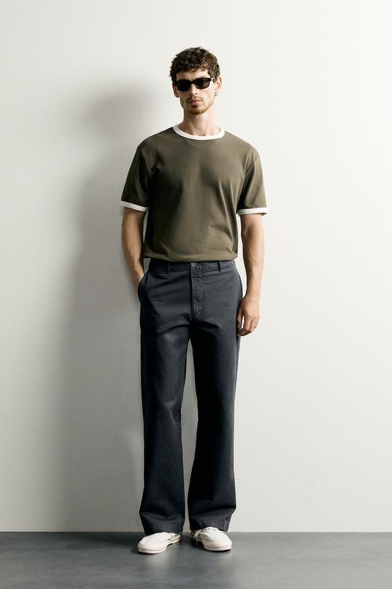 PLAYERA RIB CONTRASTE BÁSICA - Verde de Zara - Imagen 0