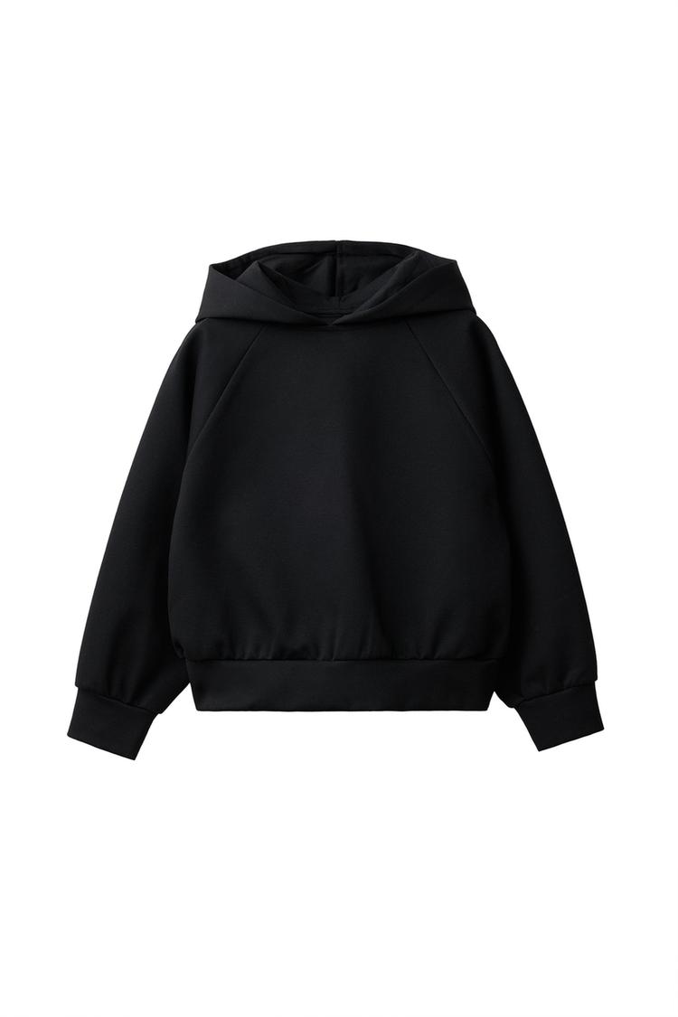 SOLID INTERLOCK HOODIE — Black