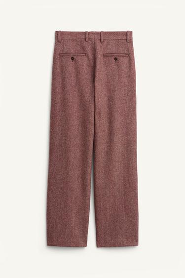LIMITED EDITION HERRINGBONE WOOL TROUSERS - Burgundy by Zara - Image 6