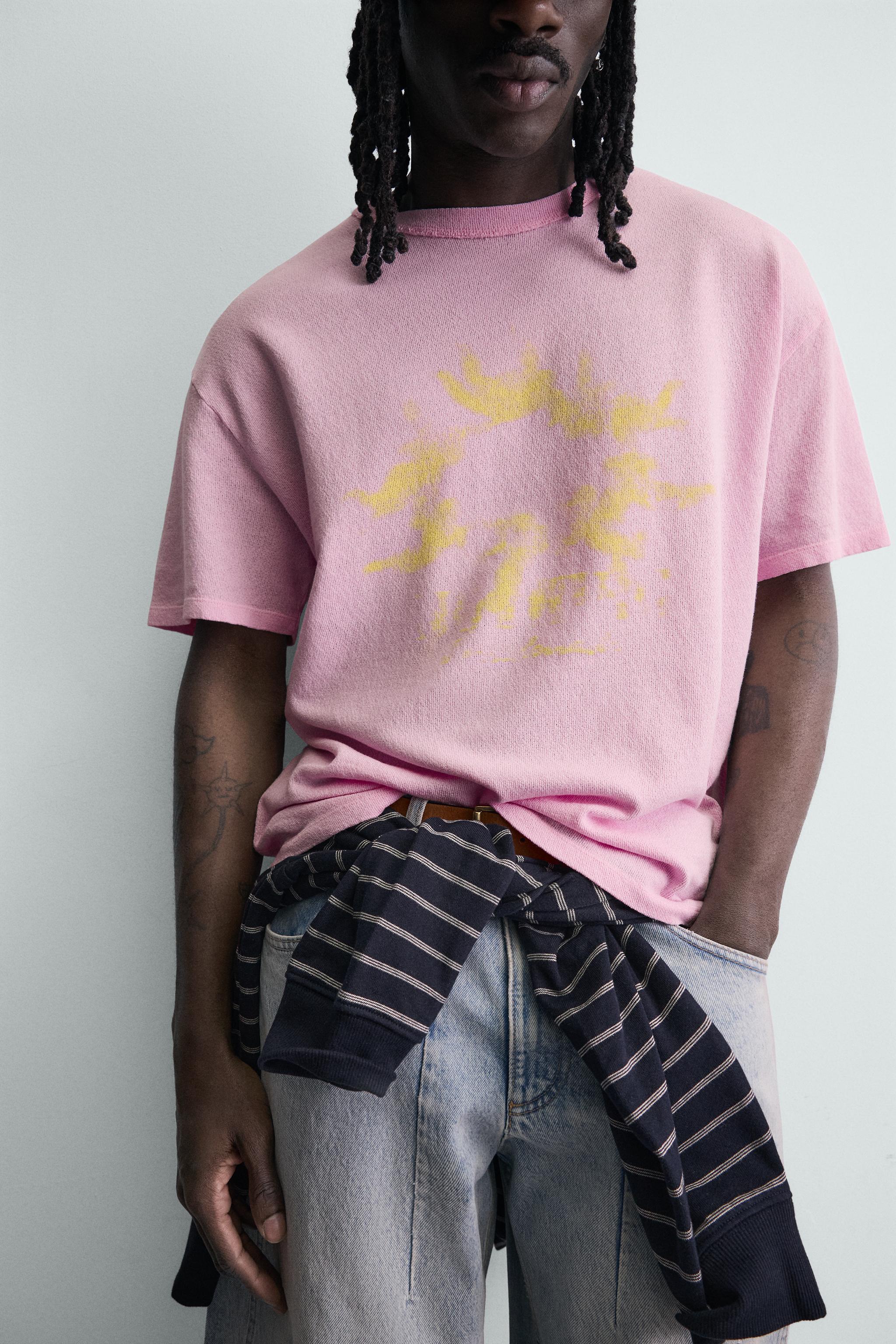T-SHIRT EN MAILLE IMPRIMÉE CONTRASTE