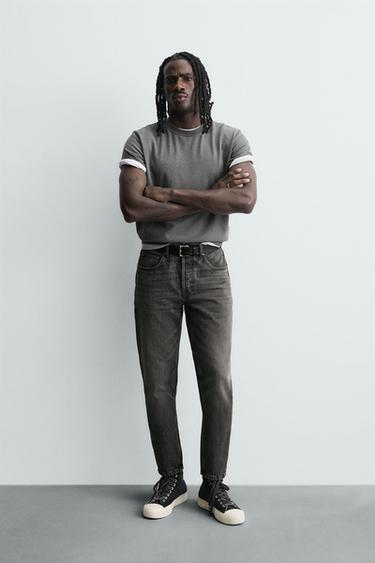 JEAN SLIM COURT - Gris de Zara