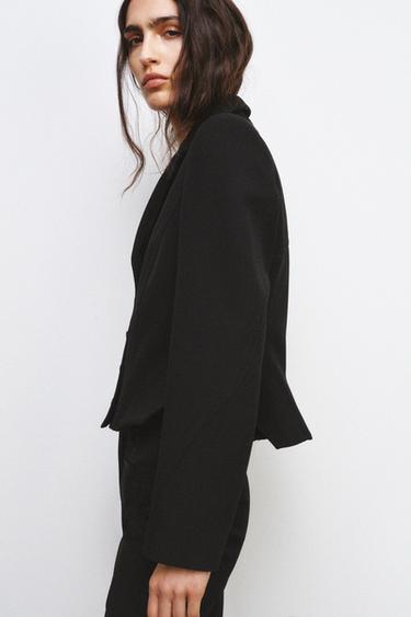 ZW COLLECTION SHORT BLAZER WITH TOPSTITCHING - Black by Zara - Image 7
