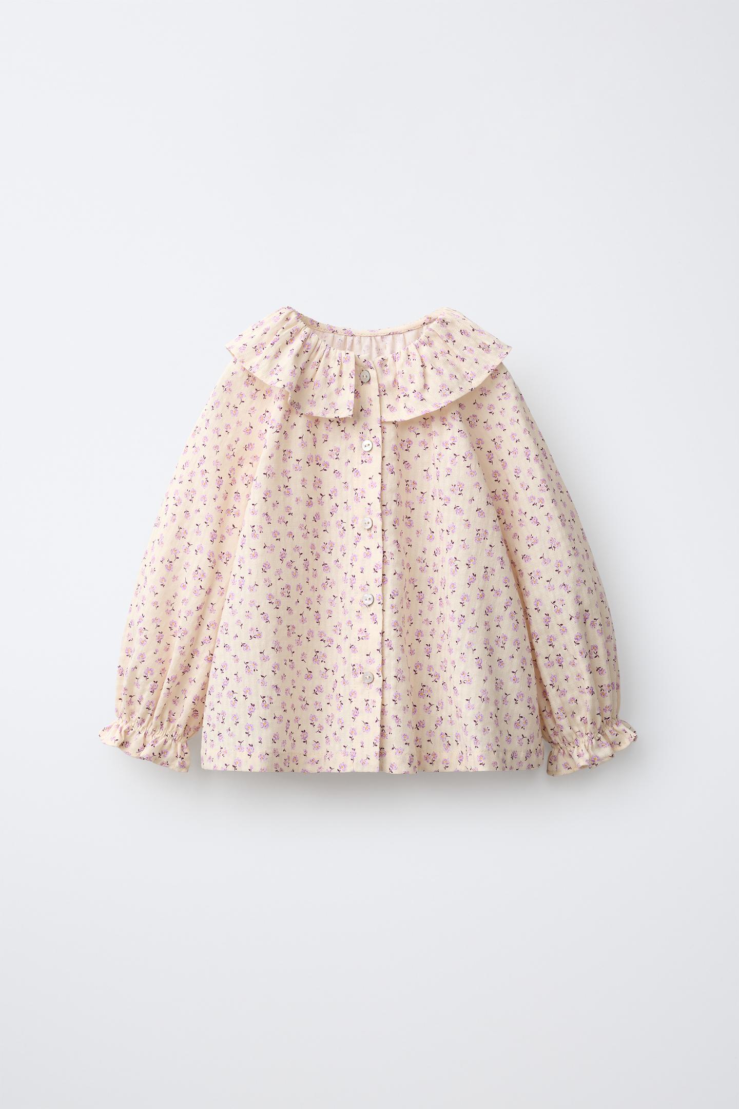 Детская рубашка Zara Floral Print, цвет: Экрю — фото 1