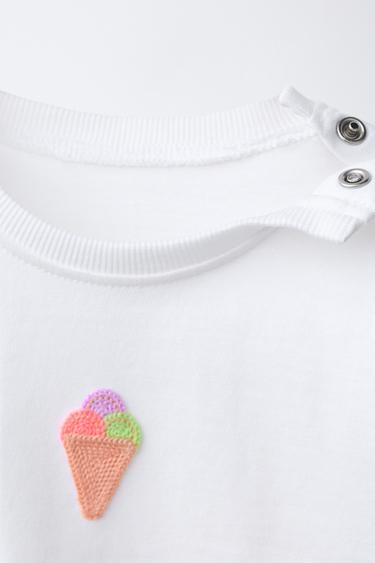 CROCHET PATCH T-SHIRT - White by Zara - Image 2