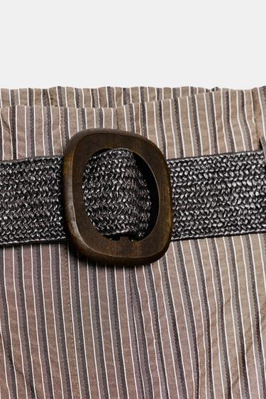 STRIPED TROUSERS WITH BELT - Brown by Zara - Image 7