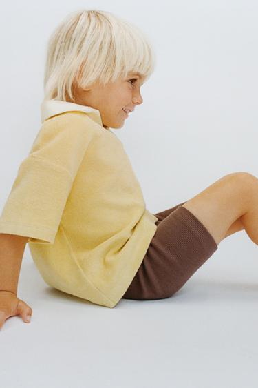 RIBBED CYCLING LEGGINGS WITH LABEL - Brown by Zara - Image 0