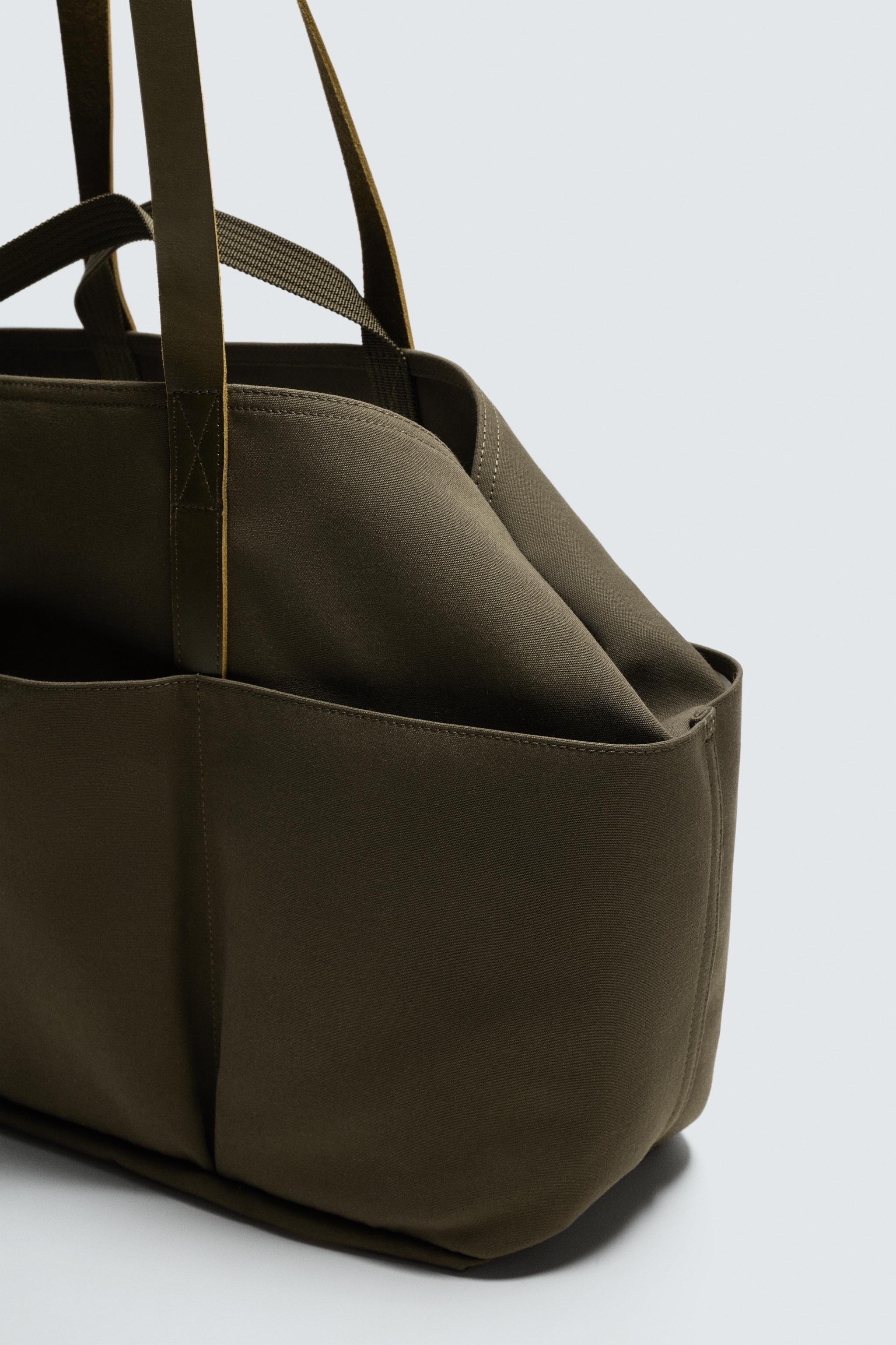 TOTE BAG WITH LEATHER DETAILS AARON LEVINE X ZARA - Khaki Green