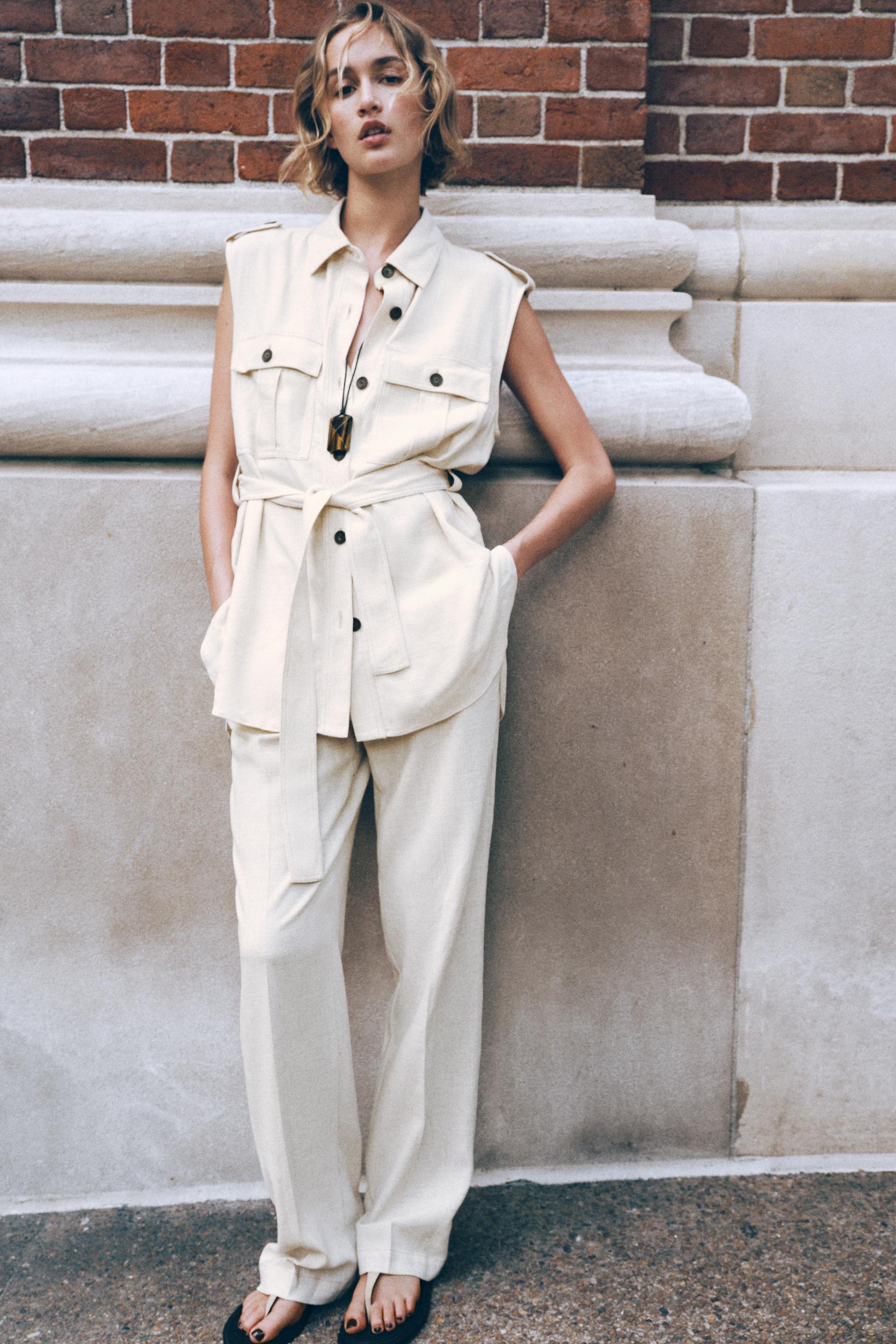 PANTALON DROIT AVEC LIN