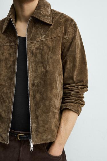 SURCHEMISE REGULAR FIT EN CUIR SUÉDÉ - Marron de Zara - Image 5
