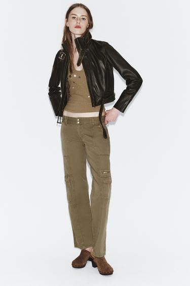 CALÇA CARGO MULTIBOLSOS - Verde da Zara