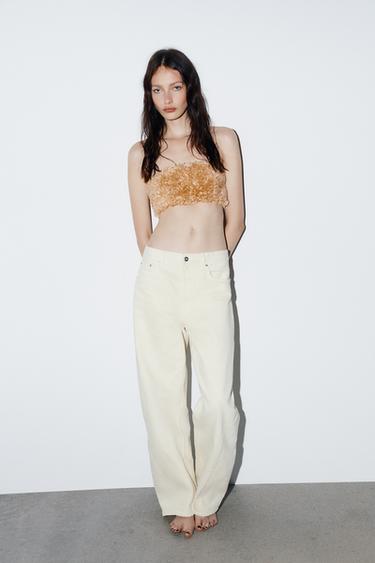 TOP CROP TIRANTES RELIEVE - Beige de Zara