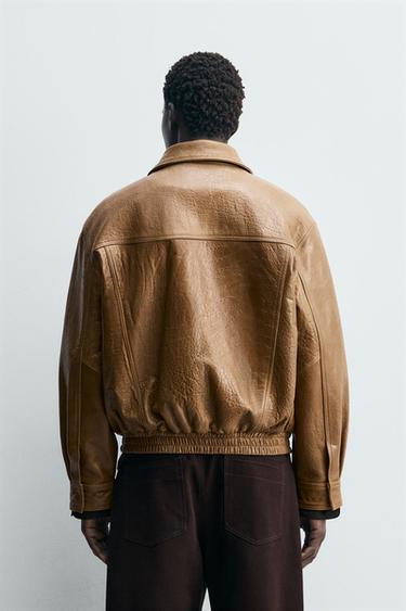 LEATHER JACKET WITH POCKETS - camel by Zara - Image 2