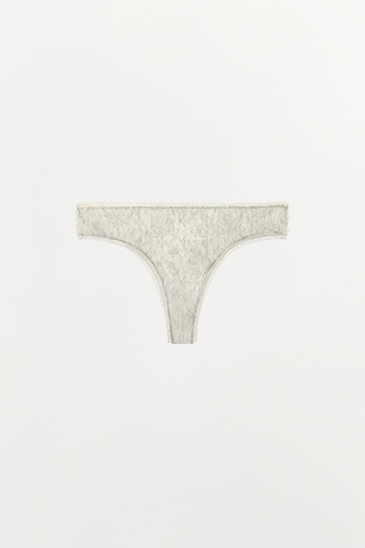 EMBOSSED LACE PANTIES — Ecru / Beige