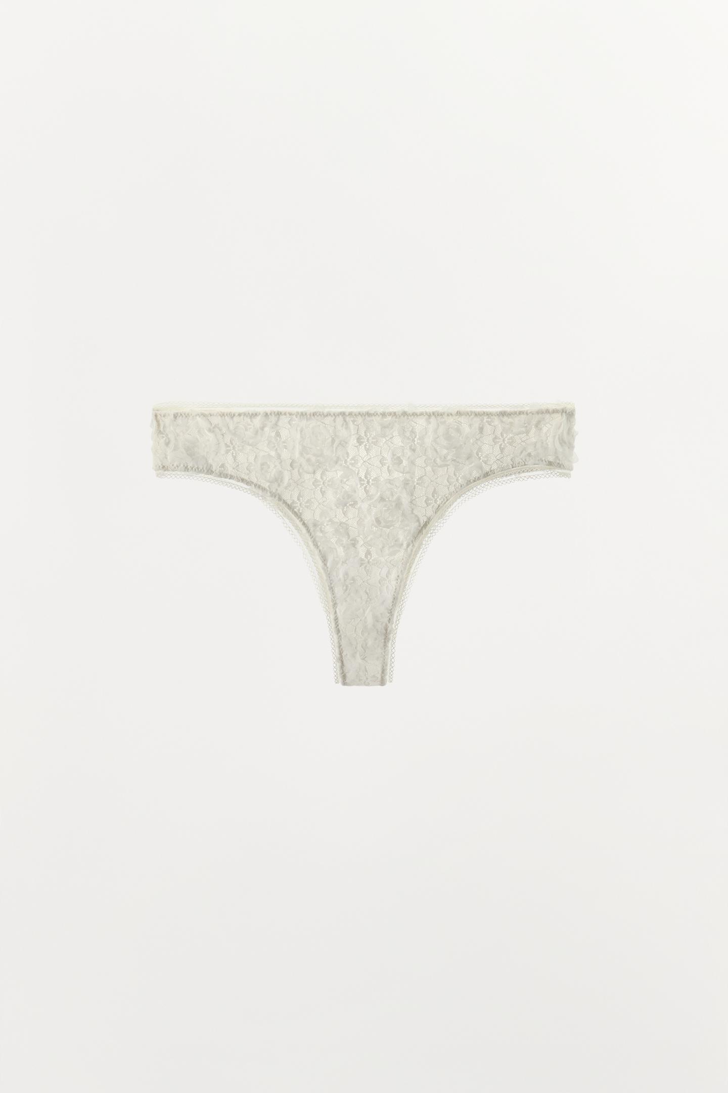 Трусы Embossed, кружево — Zara, цвет: Экрю / Бежевый — фото 7