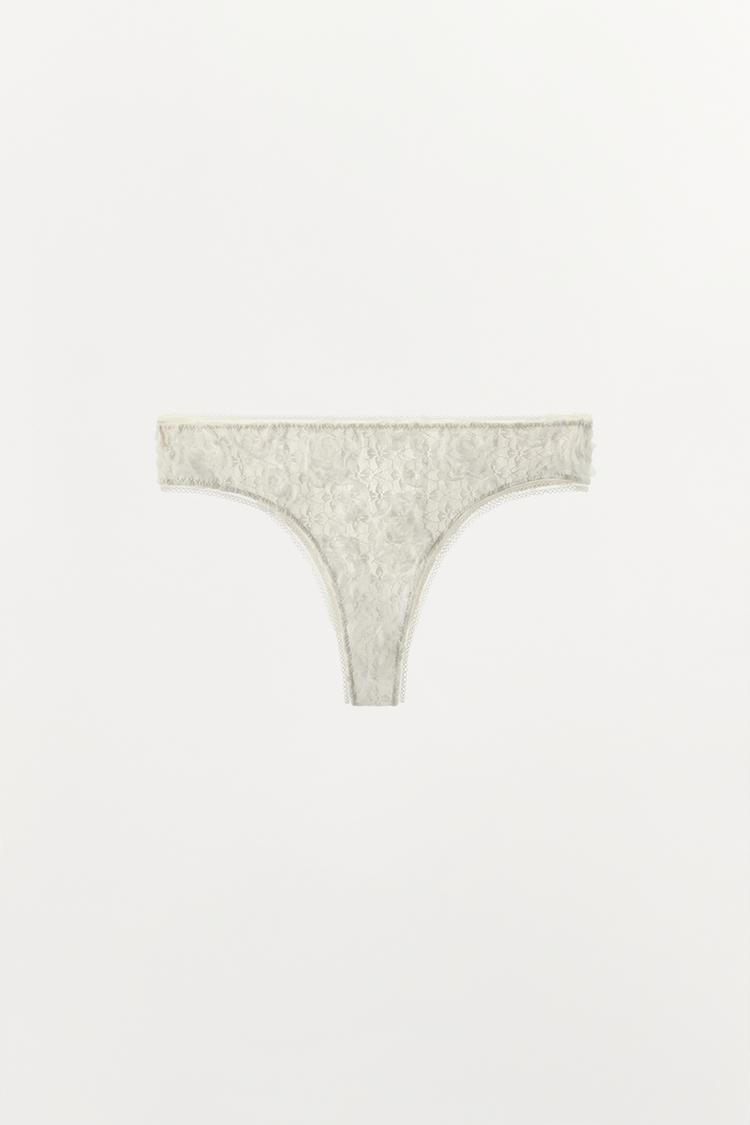 EMBOSSED LACE PANTIES — Ecru / Beige