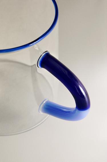 BOROSILICATE GLASS MUG WITH COLOURED HANDLE - Blue by Zara - Image 2
