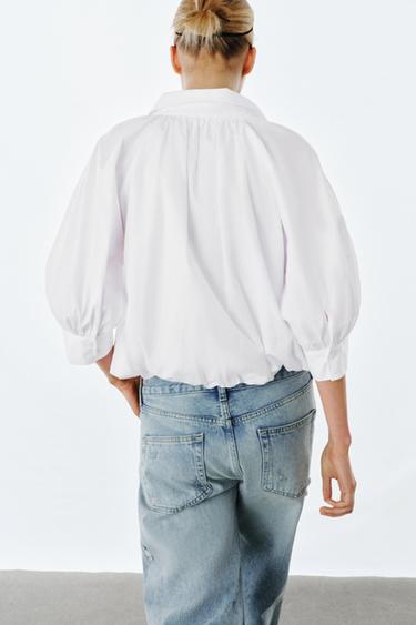 ZW COLLECTION PUFF SLEEVE SHIRT - White by Zara - Image 2