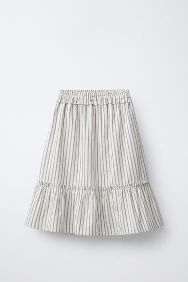 Zara MIDI SUKNJA NA PRUGE IZ DELOVA – svetlosmeđa / smeđa