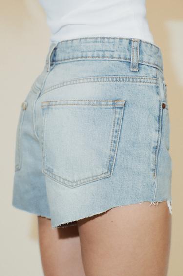 TRF RIPPED MID-WAIST MINI DENIM SHORTS - Blue by Zara - Image 5