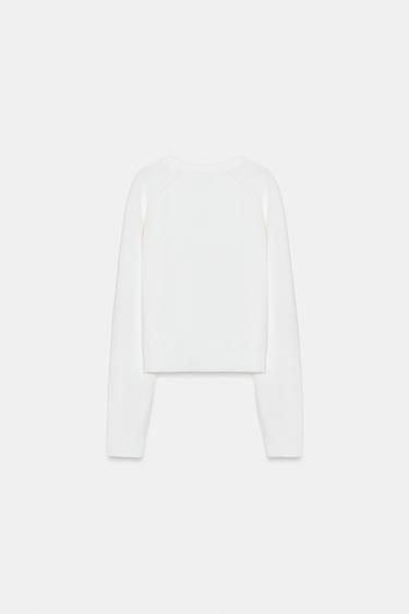 V-NECK KNIT JUMPER - White by Zara - Image 5