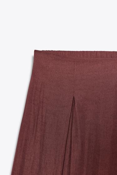 WIDE-LEG DARTED TROUSERS - Burgundy by Zara - Image 6