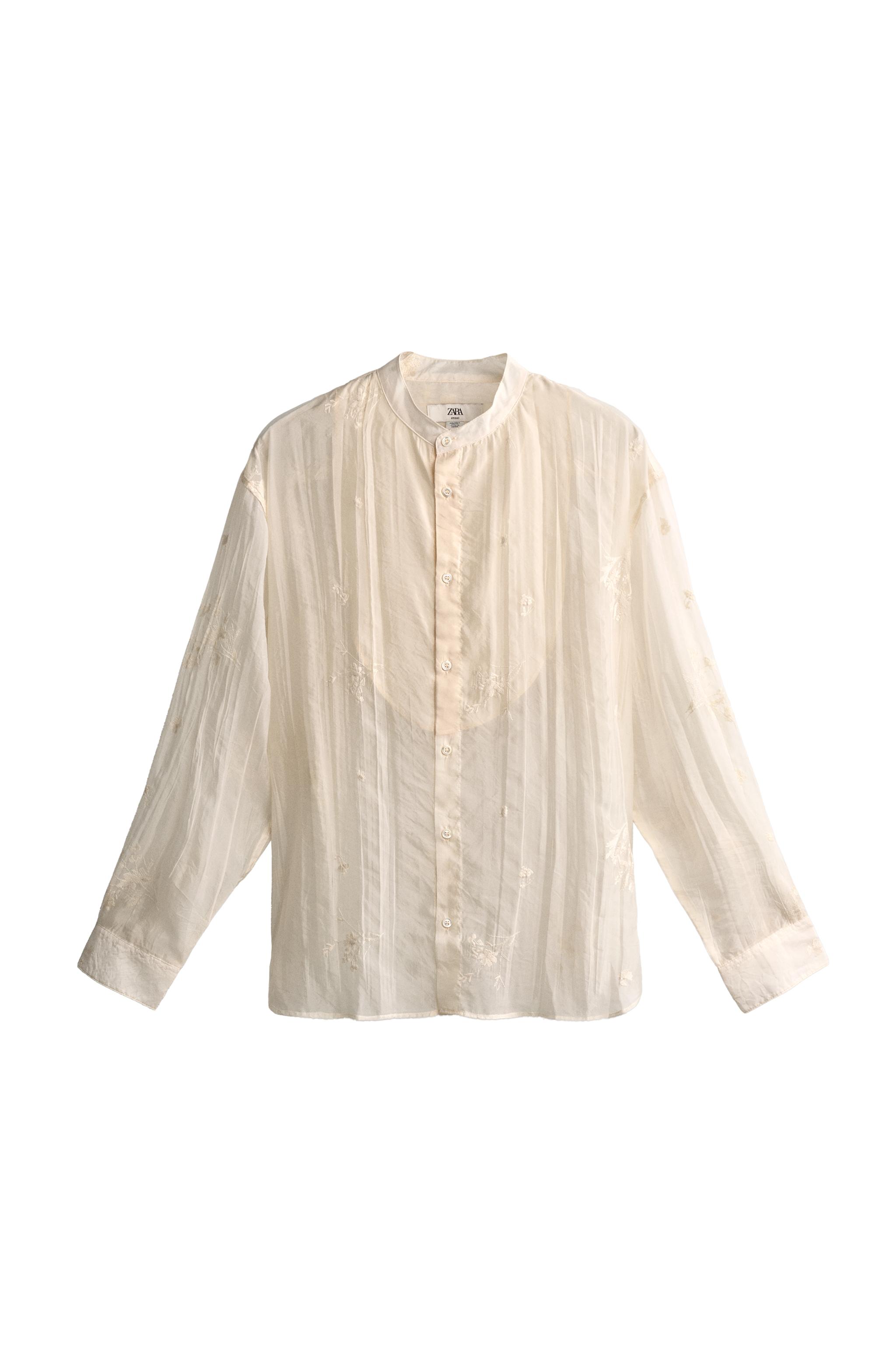 CAMISA SEMITRANSPARENTE BORDADOS