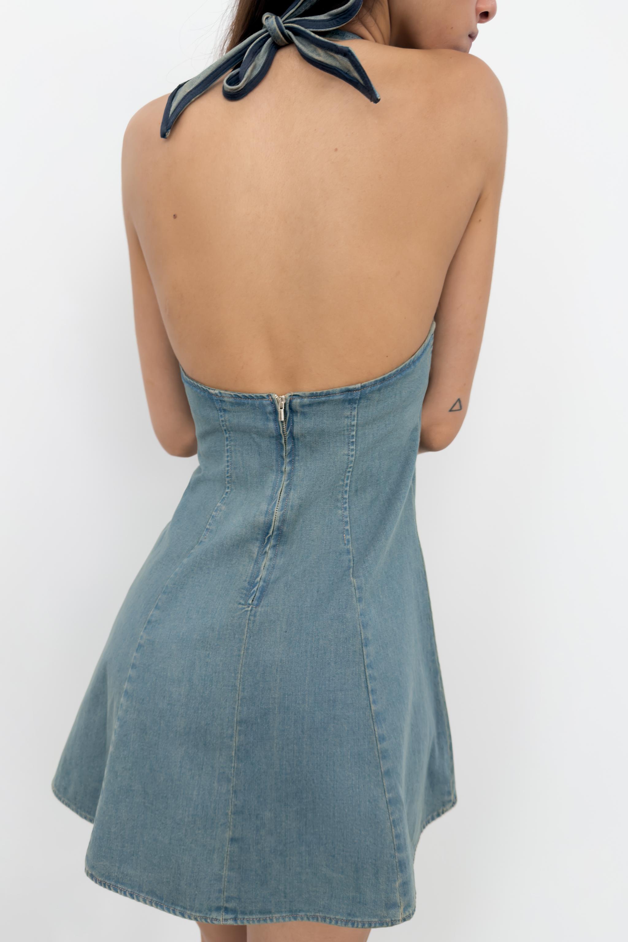 Женские платья Zara MINI HALTER DRESS — фото 6