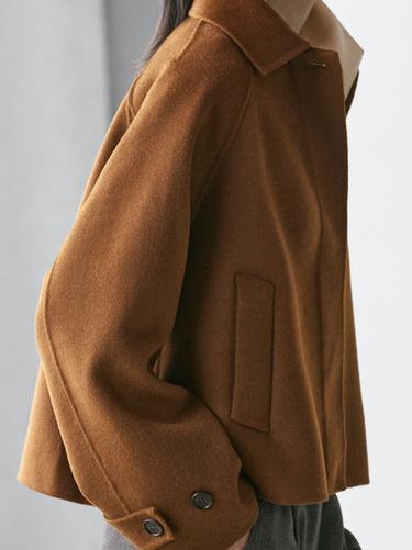 Manteau court laine à manches raglan - Caramel de Zara