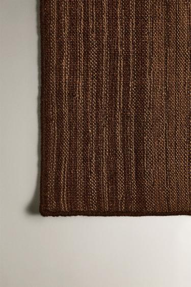 WOOL RUG WITH CONTRAST STRIPES - Brown by Zara