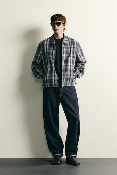 КУРТКА СВОБОДНОГО КРОЯ В КЛЕТКУ — СИНИЙ от Zara
