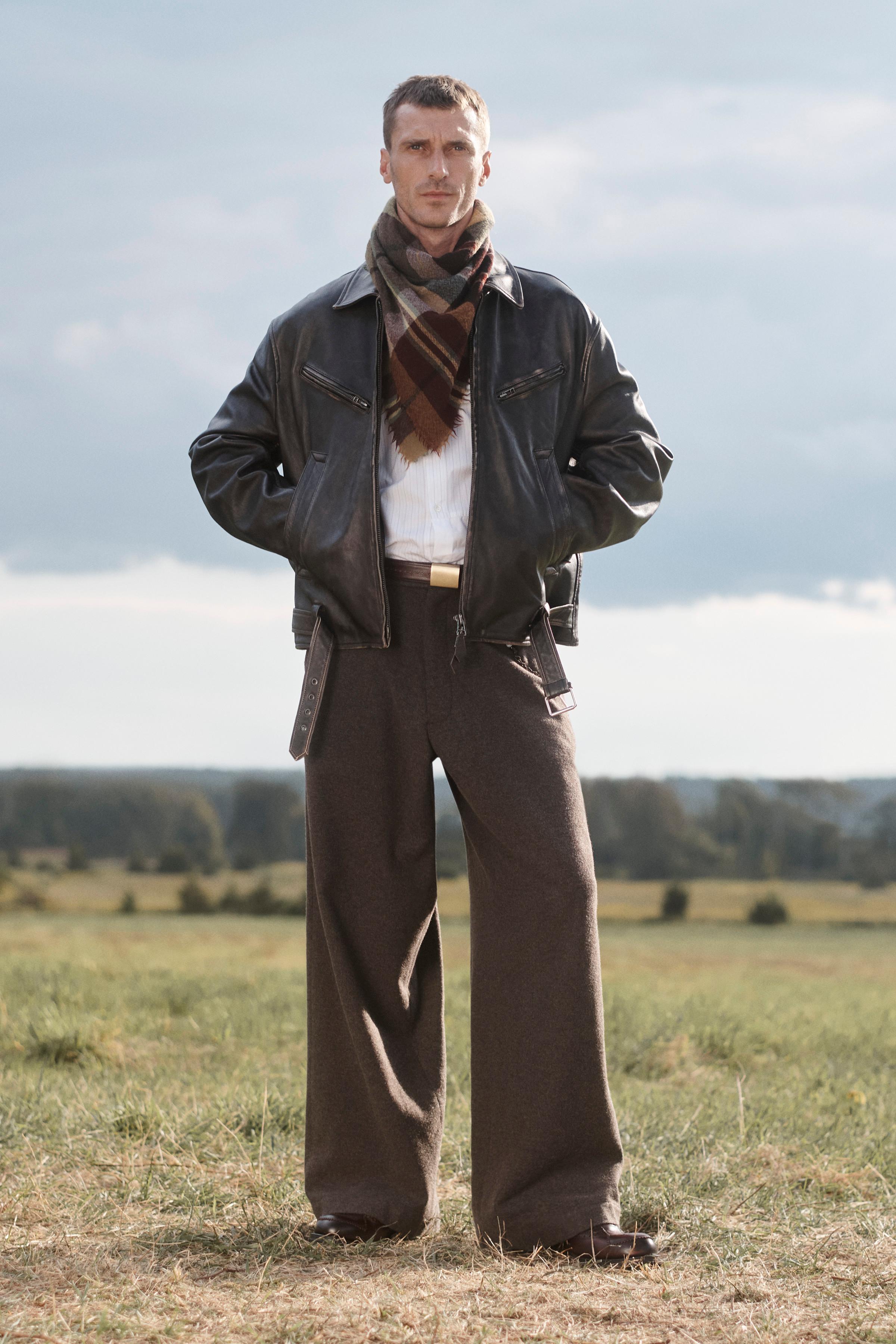 LIMITED EDITION ベルト付きレザーブルゾン - ダークブラウン