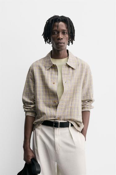 TEXTURED CHECK SHIRT - Sand by Zara