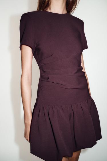 ROBE COURTE BALLON - Aubergine de Zara - Image 4