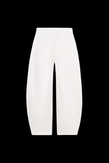 Zara PLUSH BELTED PANTS - Ecru