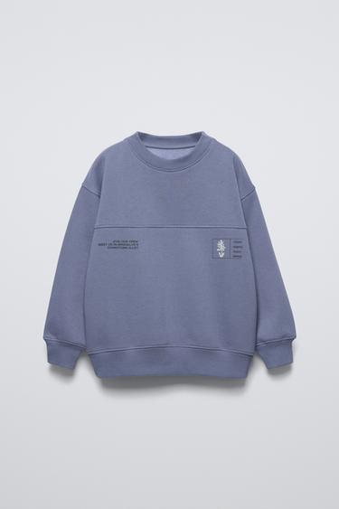 CUT-OUT PRINT SWEATSHIRT - Mid-blue by Zara