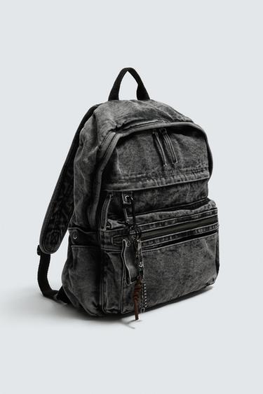 SAC À DOS EN DENIM EFFET DÉLAVÉ - Noir de Zara - Image 4