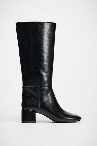 TOPSTITCHED BLOCK HEEL ANKLE BOOTS - Black by Zara