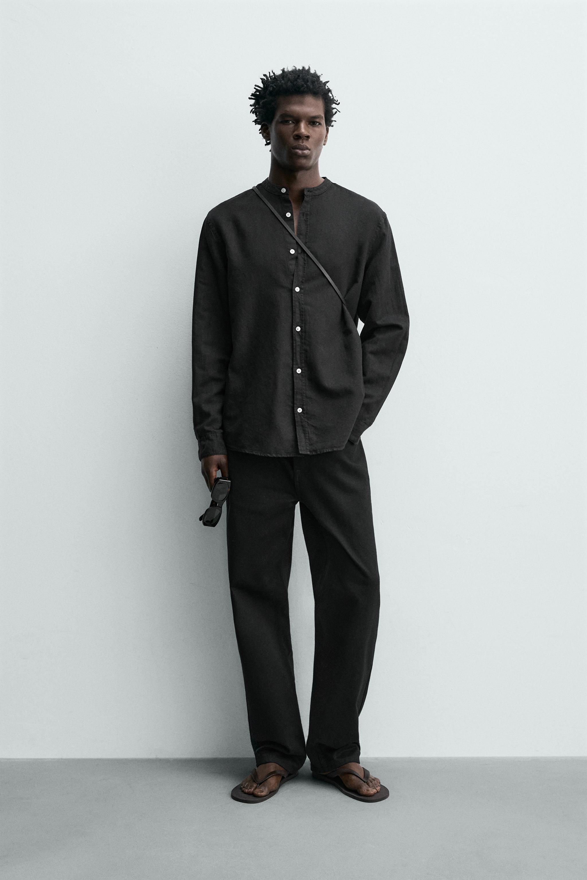 Zara RELAXED FIT KETEN VE PAMUKLU GÖMLEK