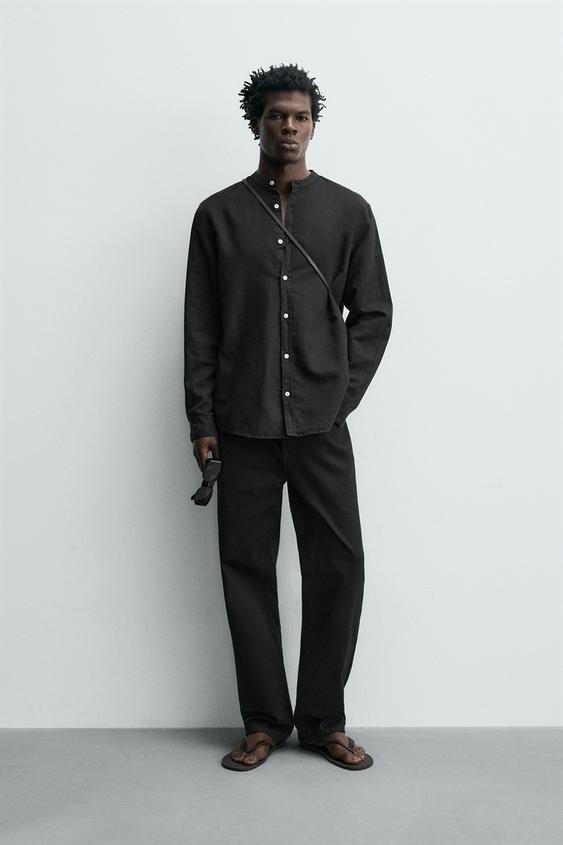 RELAXED FIT LINEN/COTTON SHIRT - Black by Zara - Image 0
