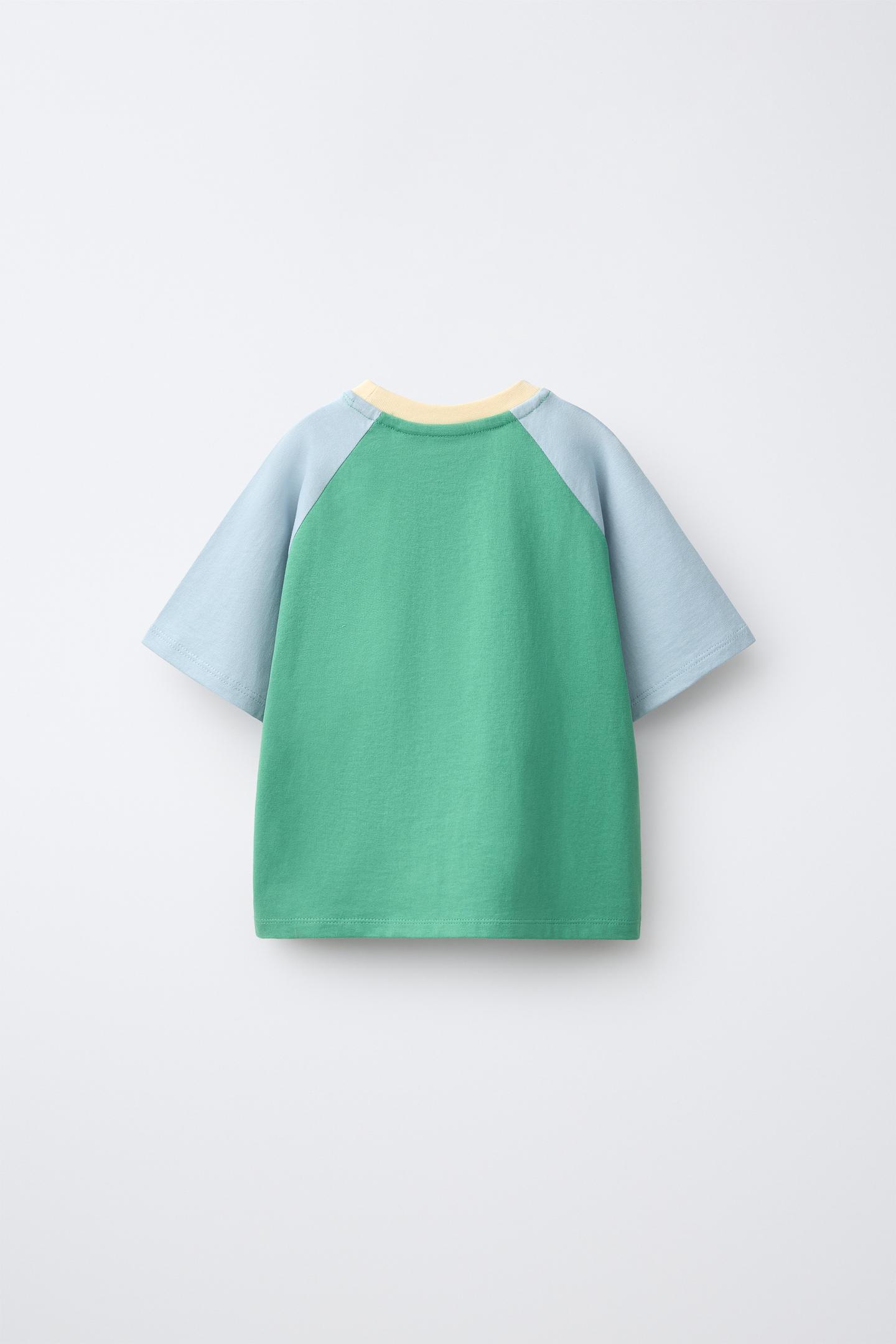 Детская футболка Zara Pluto© Disney Raglan, цвет: Зелёный — фото 2