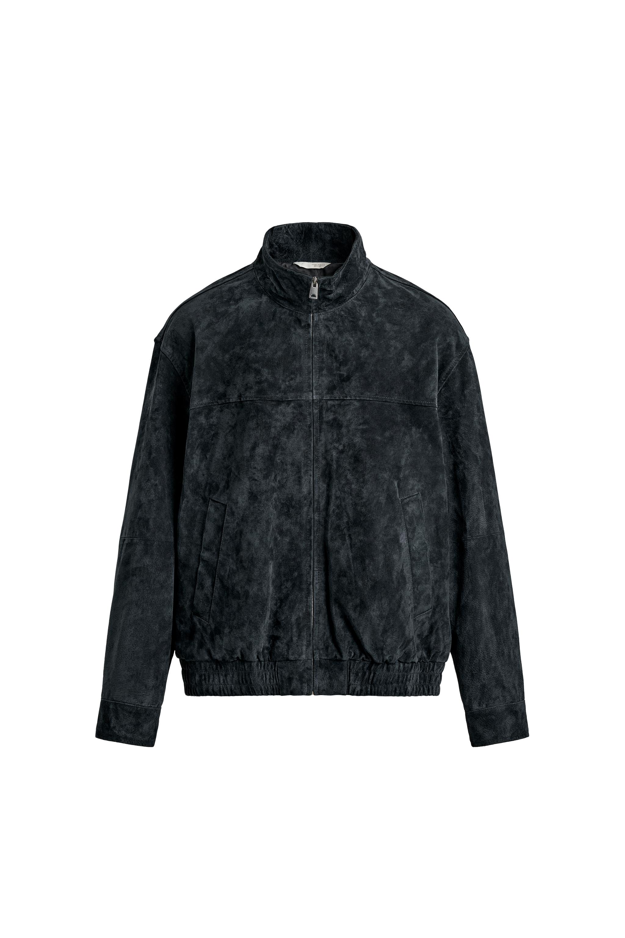 レギュラーフィットスエードレザージャケット - ネイビーブルー | ZARA 