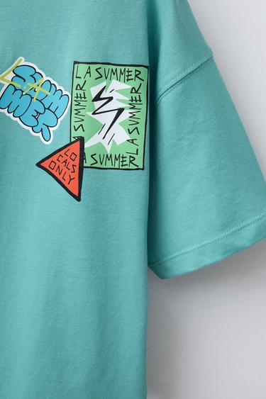 PRINTED T-SHIRT - Blue / Green by Zara - Image 3