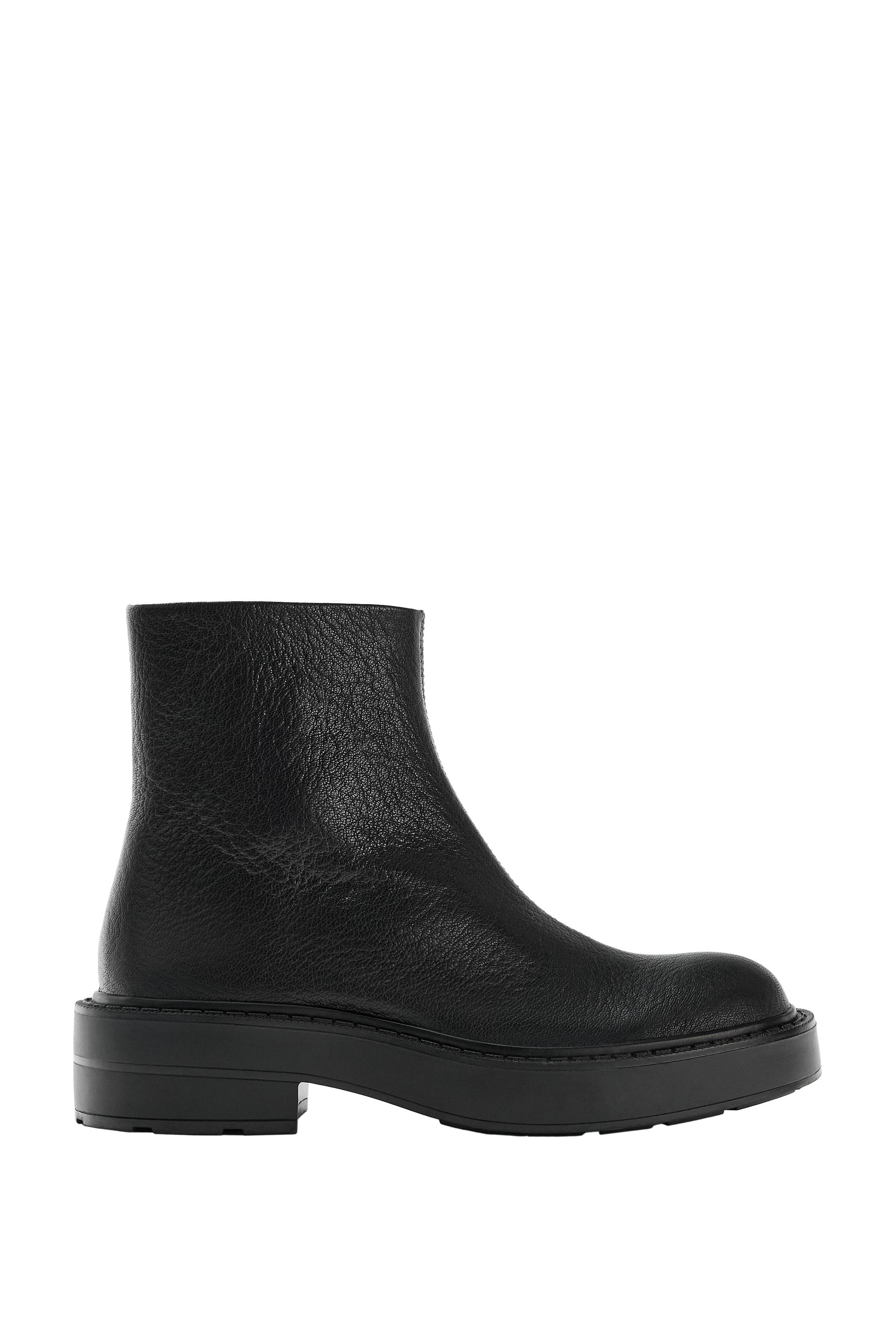 FLAT LEATHER ANKLE BOOTS - Black | ZARA Australia