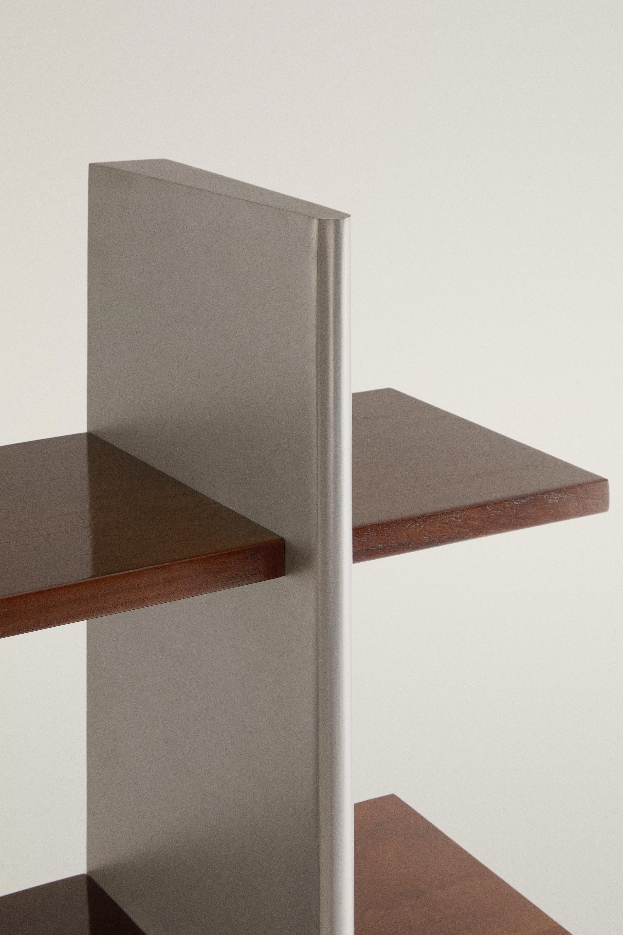 WOOD AND STEEL SHELVING UNIT