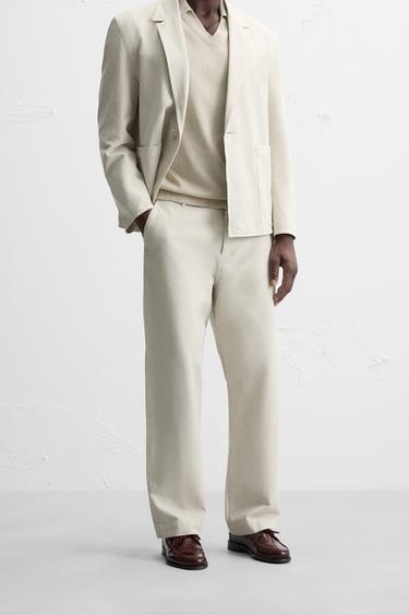 PANTALON DE COSTUME RELAXED FIT - Blanc cassé de Zara - Image 1